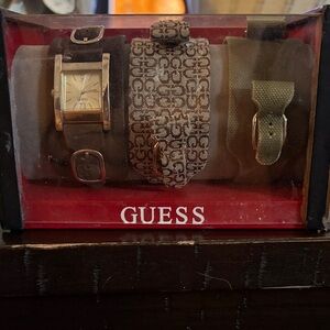 Guess Watch Set with Brown and Patterned Straps